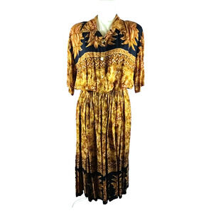 Vintage California Creations Women's Top Skirt Set Brown Orange 18 W